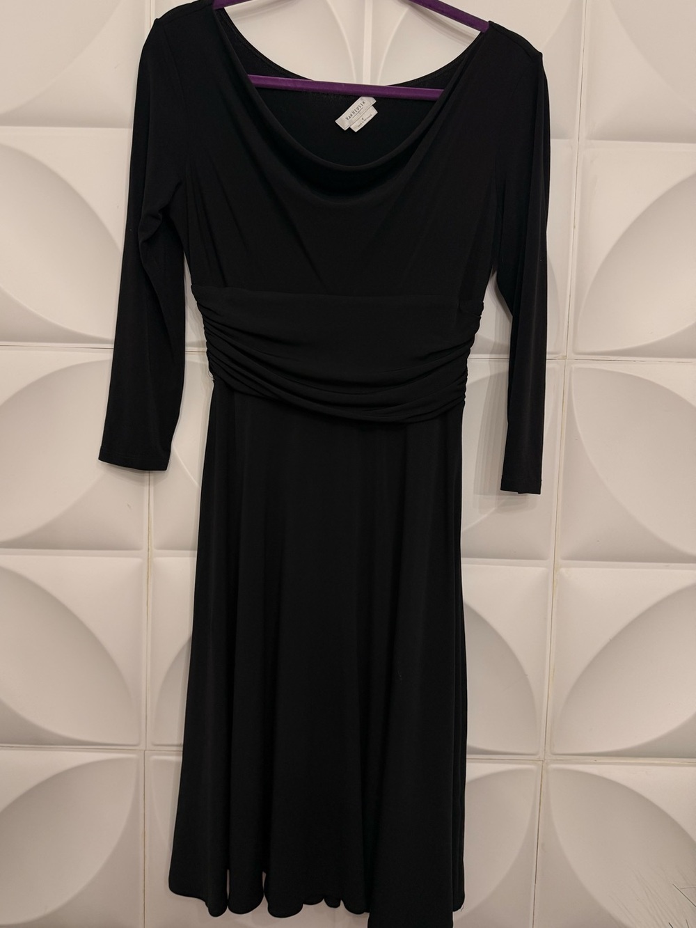 Van Heusen Black Long-Sleeve Draped Waist Dress